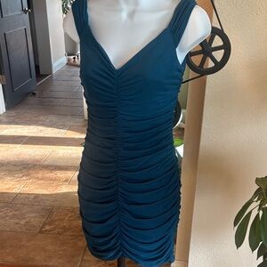 Teal Ruched cocktail  Dress